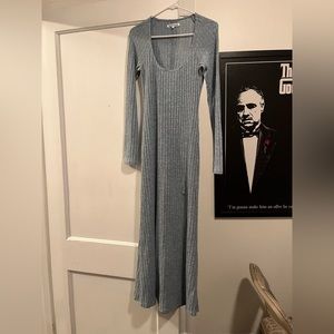 Reformation Blue Knit Maxi Dress with Slit
